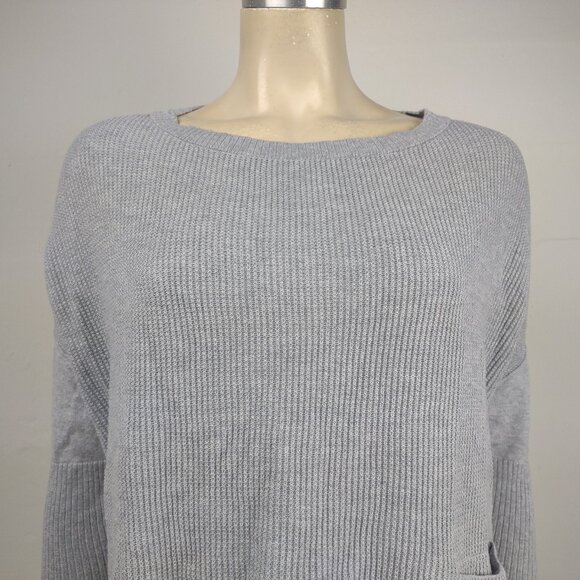 Eileen Fisher gray Organic Cotton dolman sleeve knit thin sweater Small Petite - Picture 2 of 7